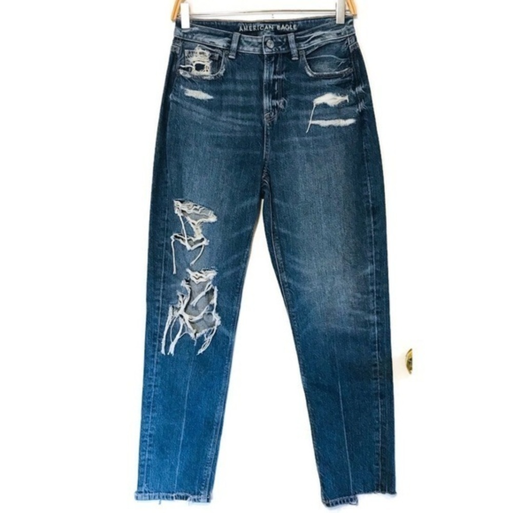 American Eagle Outfitters Distressed Rip Repair Mom Jeans Women’s Size 4 27
